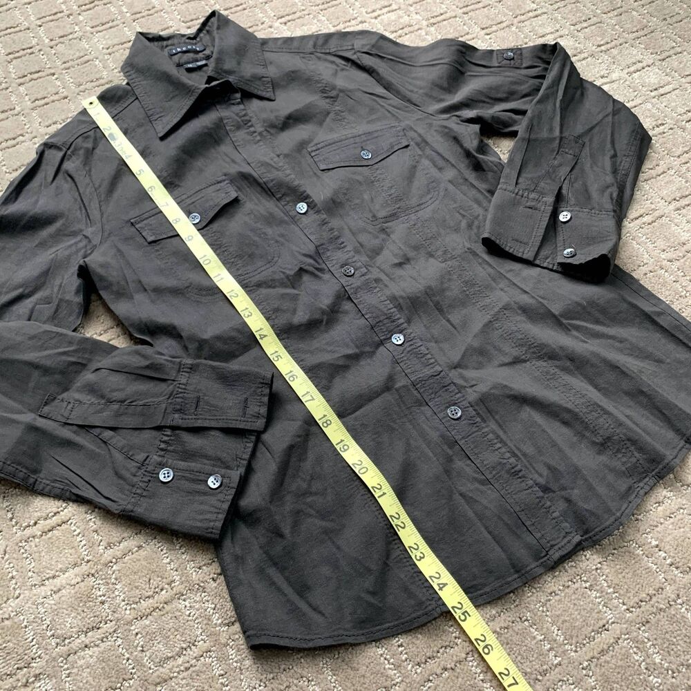 Theory Linen Blend Collared Button Up & Wide Leg … - image 7